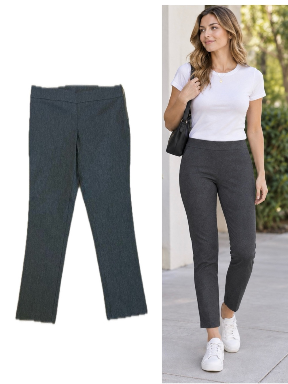 Seduction dark charcoal gray slim fitting ankle pants stretchy size medium